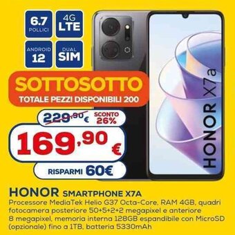 Euronics HONOR SMARTPHONE X7A offerta