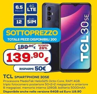 Euronics TCL SMARTPHONE 30SE offerta