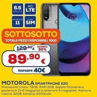 Euronics MOTOROLA SMARTPHONE E20 offerta