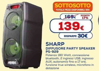Euronics SHARP DIFFUSORE PARTY SPEAKER PS-929 offerta