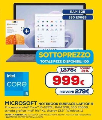 Euronics MICROSOFT NOTEBOOK SURFACE LAPTOP 5 offerta