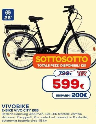 Euronics VIVOBIKE E-BIKE VIVO CITY 26B offerta