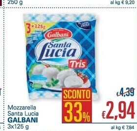 Unes Galbani mozzarella santa lucia offerta