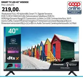 Coop Hisense smart tv led 40'' offerta