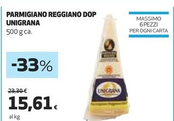Coop Unigrana parmigiano reggiano dop offerta
