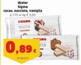 Sigma Sigma wafer cacao, nocciola, vaniglia offerta