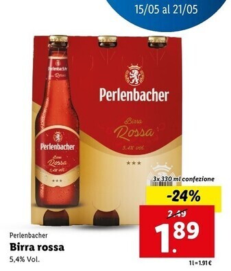 Lidl Perlenbacher birra rossa offerta