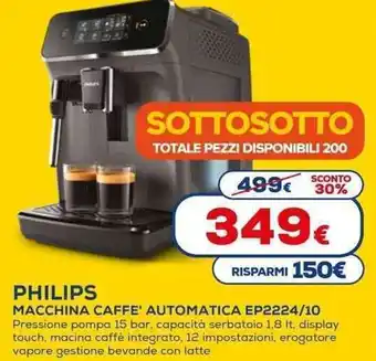 Euronics PHILIPS MACCHINA CAFFE' AUTOMATICA EP2224/10 offerta
