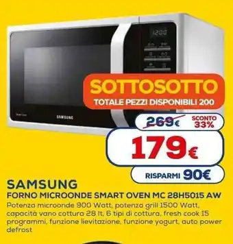Euronics SAMSUNG FORNO MICROONDE SMART OVEN MC 28H5015 AW offerta