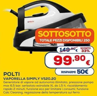 Euronics POLTI VAPORELLA SIMPLY VS20.20 offerta