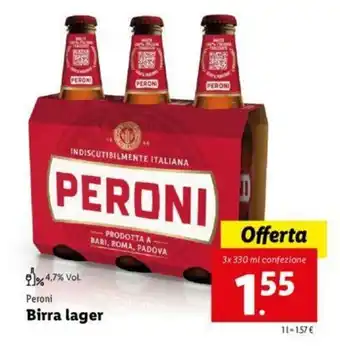 Lidl Peroni Birra lager 3x330ml offerta