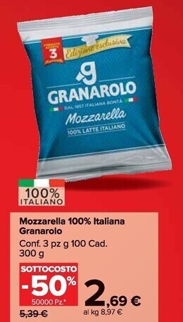 Carrefour Market Granarolo mozzarella 100% italiana offerta