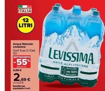 Carrefour Market Levissima acqua naturale offerta