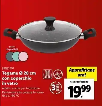 Lidl Ernesto tegame ø 28cm con coperchio in vetro offerta