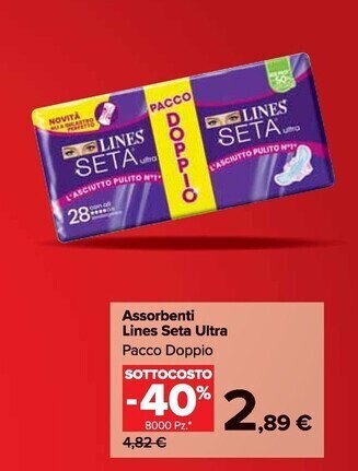 Carrefour Market Lines assorbenti seta ultra offerta