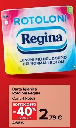Carrefour Market Regina carta igienica rotoloni offerta
