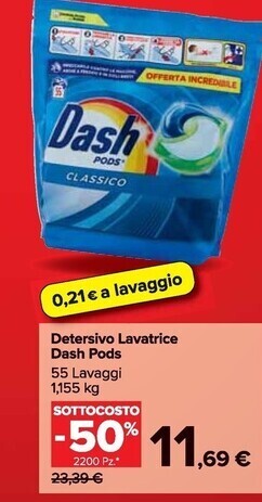 Carrefour Market Dash detersivo lavatrice pods offerta