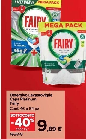 Carrefour Market Fairy detersivo lavastoviglie caps platinum offerta