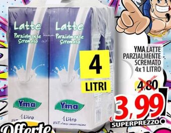 Il Genio Supermercato YMA LATTE PARZIALMENTE SCREMATO 4x 1 LITRO offerta