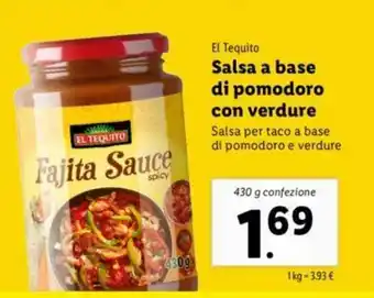 Lidl El Tequito Salsa a base di pomodoro con verdure 430g offerta