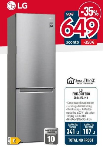 Elettrosintesi LG FRIGORIFERO GBB61PZJMN offerta