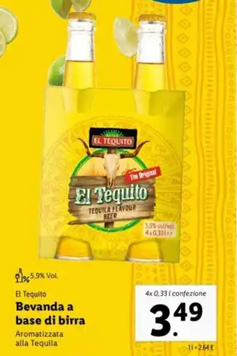 Lidl El Tequito Bevanda a base di birra 4 x 0,33l offerta