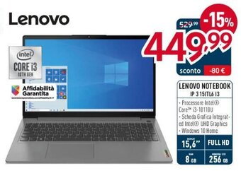 Elettrosintesi LENOVO NOTEBOOK IP 3 15ITL6 I3 offerta