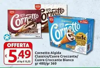 Carrefour Express Cornetto Algida Classico/Cuore Croccante/ Cuore Croccante Bianco gr 480/gr 360 offerta