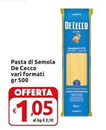 Carrefour Express Pasta di Semola De Cecco vari formati gr 500 offerta