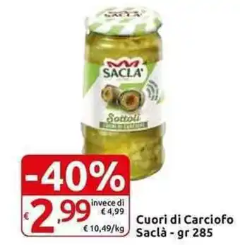 Carrefour Express Cuori di Carciofo Saclà - gr 285 offerta