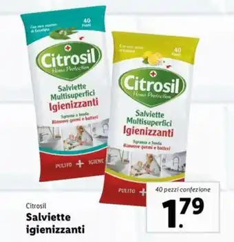 Lidl Citrosil Salviette igienizzanti 40 pezzi offerta