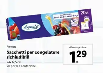 Lidl Aromata Sacchetti per congelatore richiudibili 24x17,5cm 20 pezzi offerta