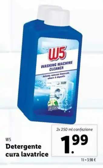 Lidl W5 Detergente cura lavatrice 2x250ml offerta