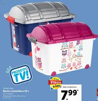 Lidl Livarno Home Baule contenitore 45l 59,5 x 39 x 42cm offerta