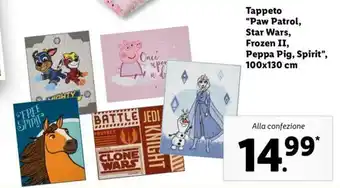 Lidl Tappeto "Paw Patrol, Star Wars, Frozen II, Peppa Pig, Spirit", 100x130cm offerta
