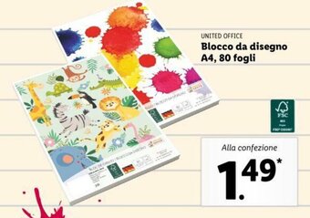 Lidl United Office Blocco da disegno A4, 80 fogli offerta