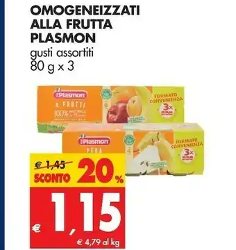 Plasmon Omogeneizzati Alla Frutta