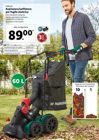 Lidl Parkside Aspiratore/soffiatore per foglie elettrico offerta