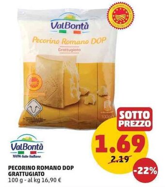 PENNY ValBontà PECORINO ROMANO DOP GRATTUGIATO 100 g offerta