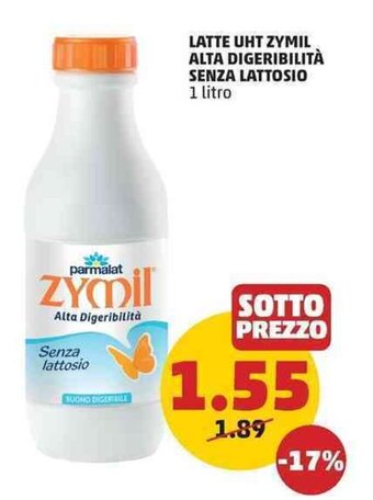 PENNY LATTE UHT ZYMIL ALTA DIGERIBILITÀ SENZA LATTOSIO 1 litro offerta