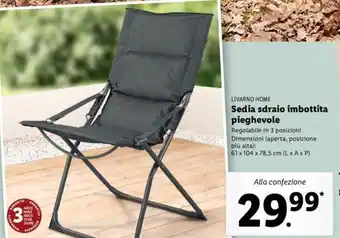 Lidl Livarno Home Sedia sdraio imbottita pieghevole 61x104x78,5cm offerta