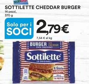 Ipercoop Sottilette cheddar burger offerta