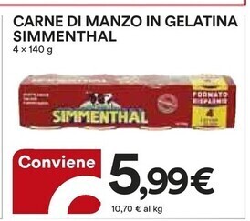 Ipercoop Simmenthal carne di manzo in gelatina offerta