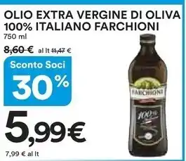 Ipercoop Farchioni olio extra vergine di oliva 100 % italiano offerta