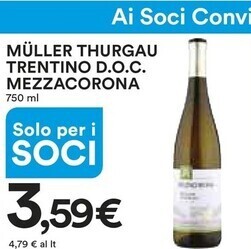 Ipercoop Muller thurgau trentino d.o.c mezzacorona offerta