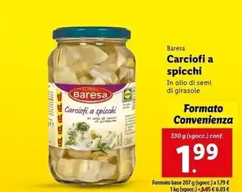 Lidl Baresa carciofi a spicchi offerta