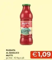 Mercatò Mutti passata al basilico offerta