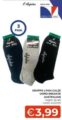 Mercatò Australian gruppo 3 paia calze uomo sneaker offerta
