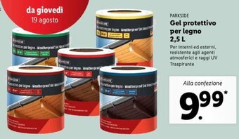 Lidl Parkside Gel protettivo per legno 2,5L offerta