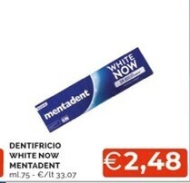 Mercatò Mentadent dentifricio white now offerta